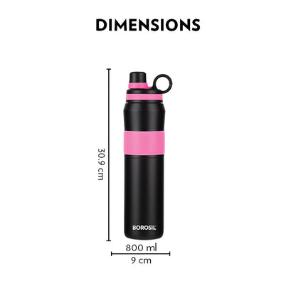 My Borosil Stainless Steel Bottles 800 ml ThirstBurst Fuchsia