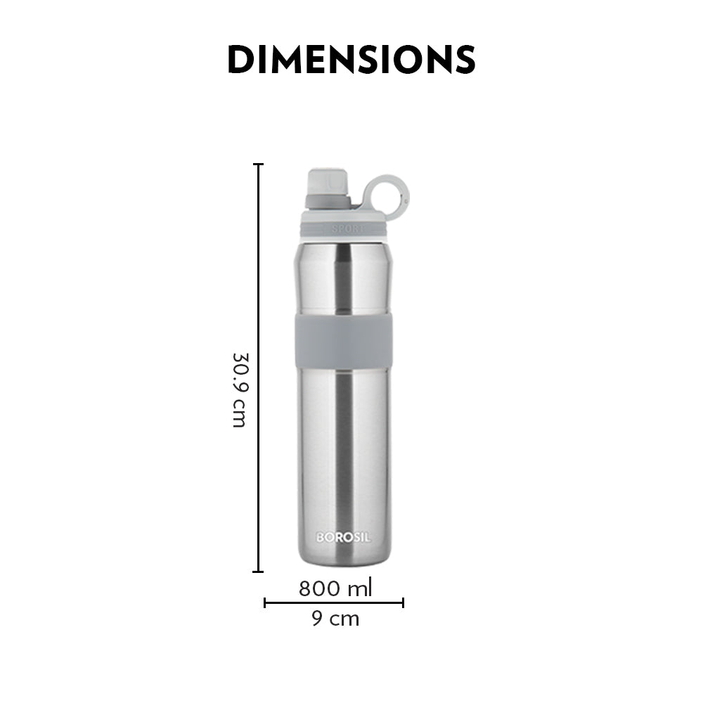 My Borosil Stainless Steel Bottles 800 ml ThirstBurst Steel