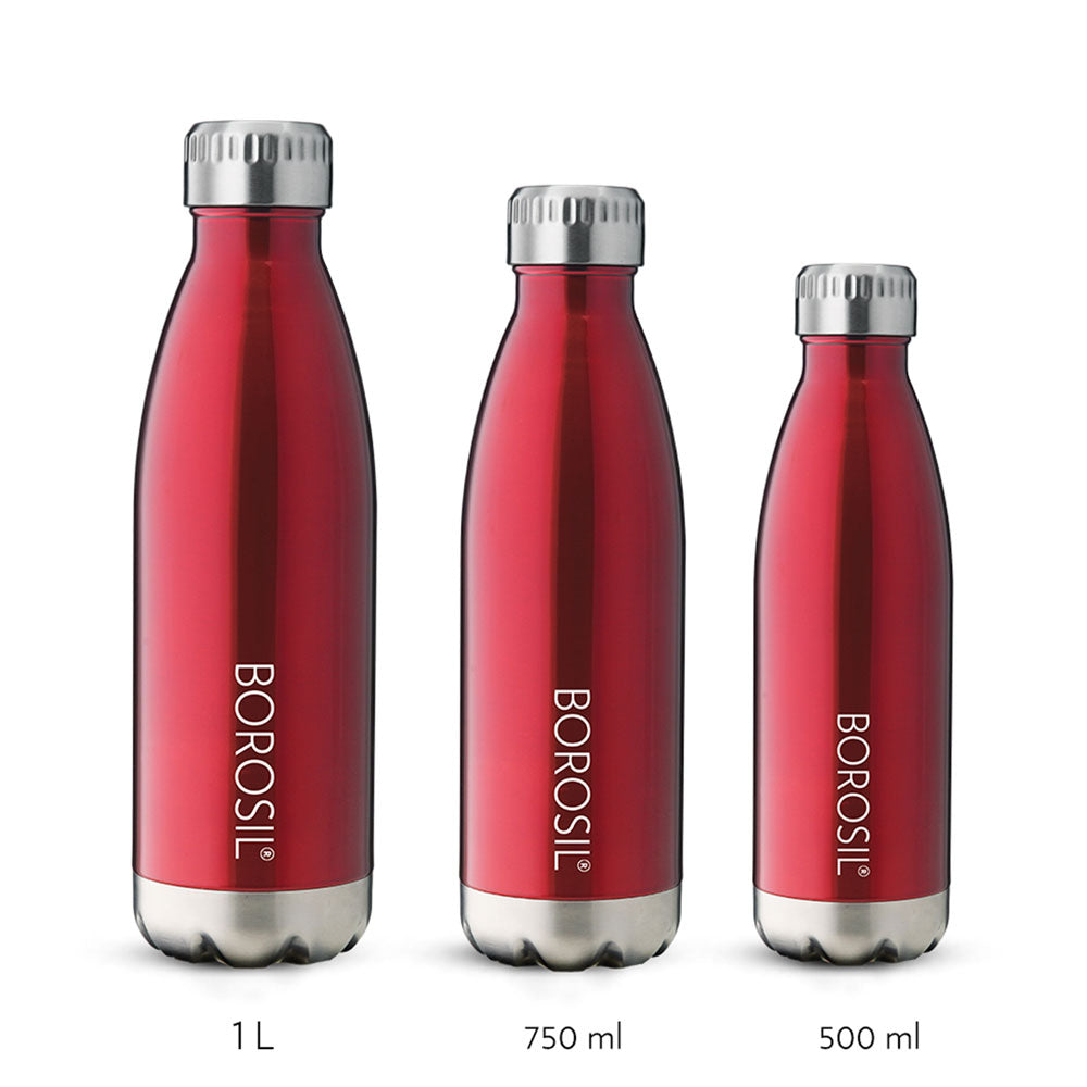 My Borosil Stainless Steel Bottles Bolt Trans Red