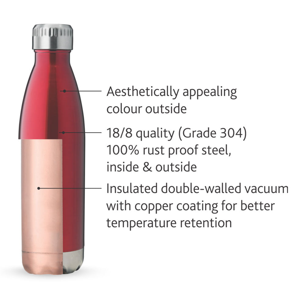 My Borosil Stainless Steel Bottles Bolt Trans Red