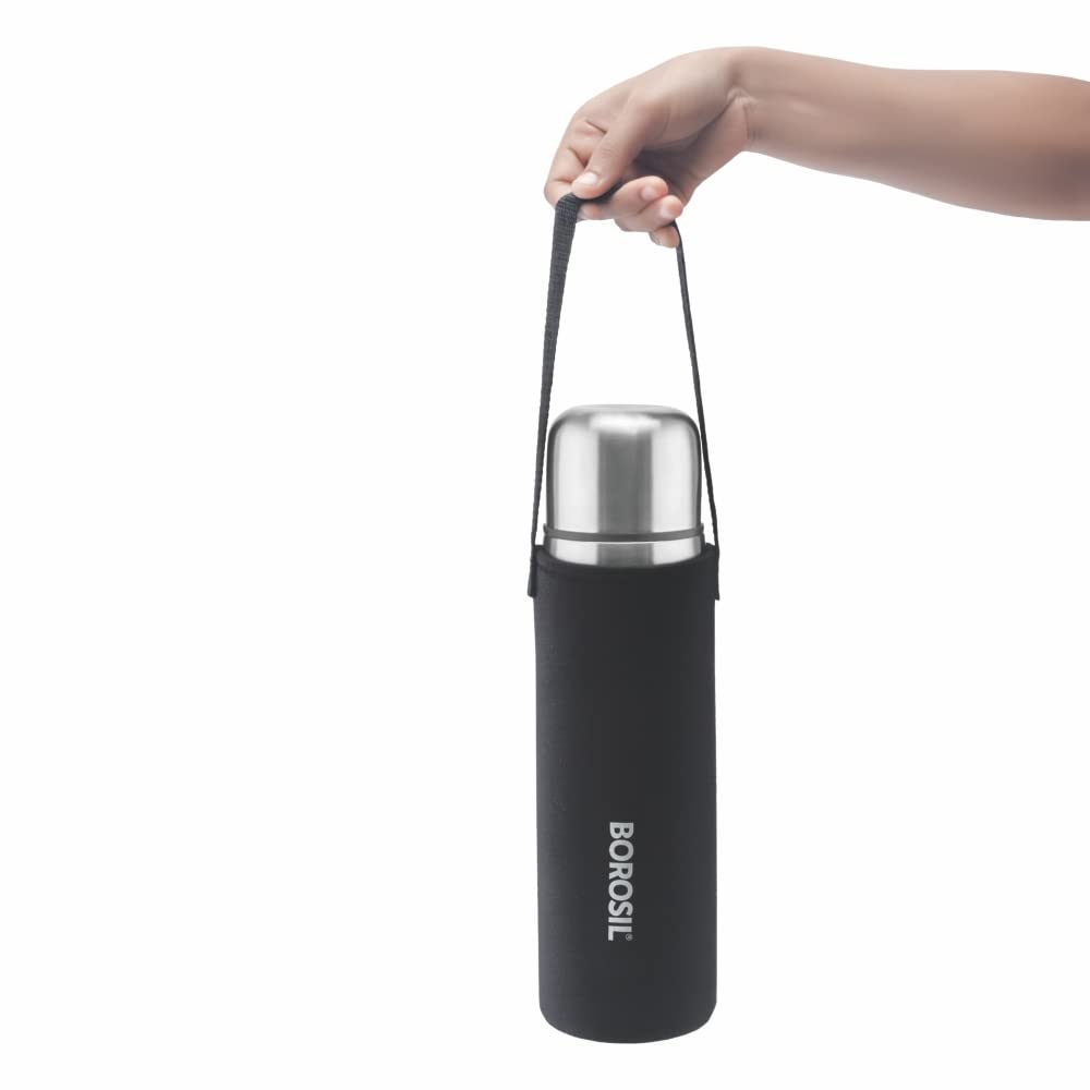 My Borosil Stainless Steel Bottles Thermo Flask, Black