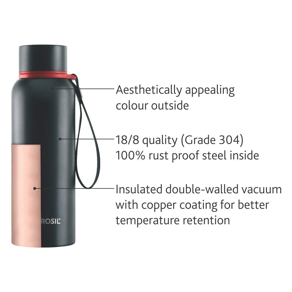 My Borosil Stainless Steel Bottles Trek Black