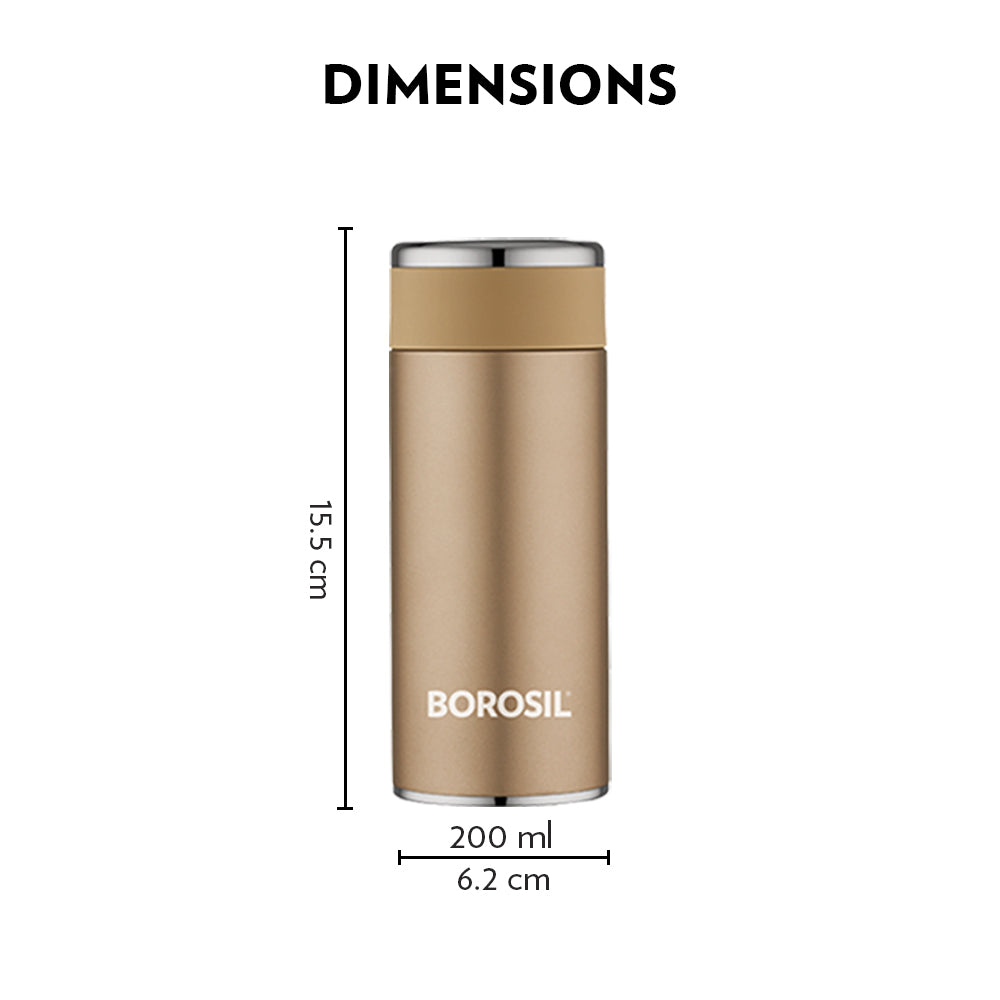 My Borosil Stainless Steel Bottles 200 ml Travelsmart Rose Gold