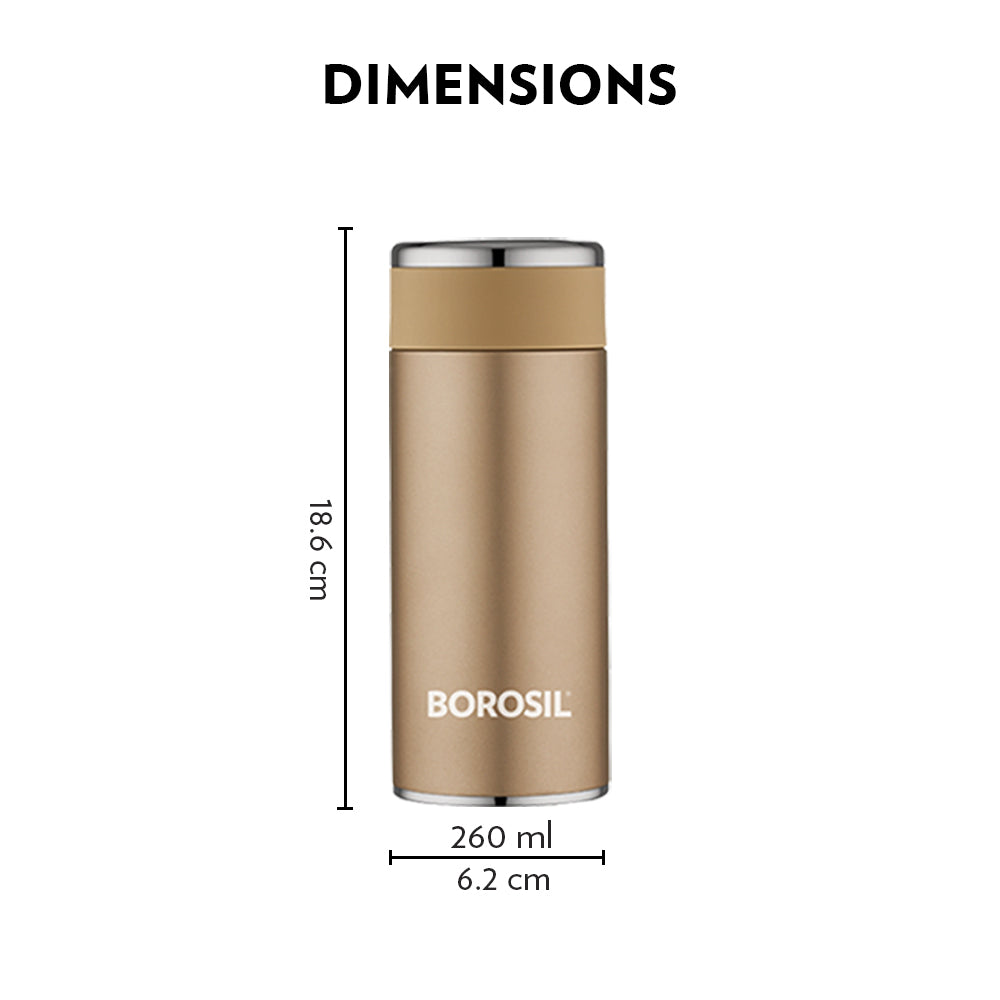 My Borosil Stainless Steel Bottles 260 ml Travelsmart Rose Gold