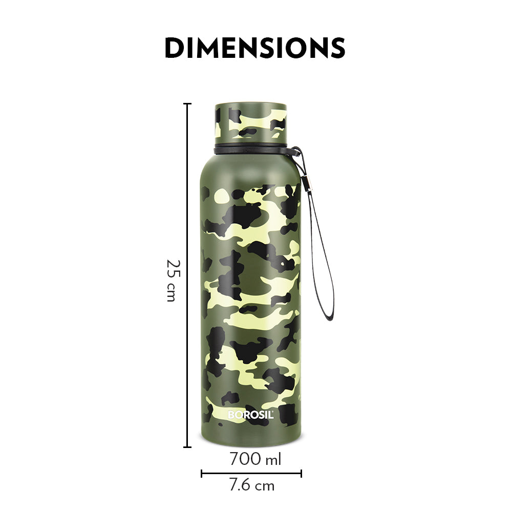 My Borosil Stainless Steel Bottles 700 ml Trek Military Green