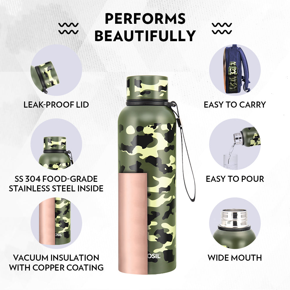 BOROSIL Trek Military Camouflage 700 Ml Flask Water Bottle Pack Of 1 BOROSIL Trek Military Camouflage 700 Ml Flask Water Bottle Pack Of 1