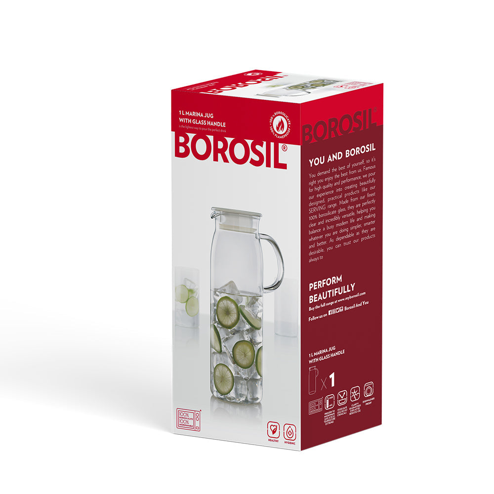My Borosil Water & Juice Jugs 1 L Marina Jug w glass handle