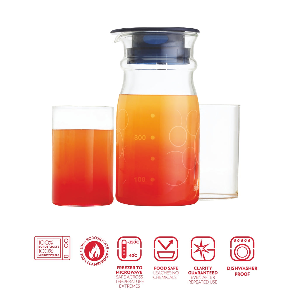 My Borosil Water & Juice Jugs 600 ml jug + 2 glasses Aqua Set with 600 ml Jug