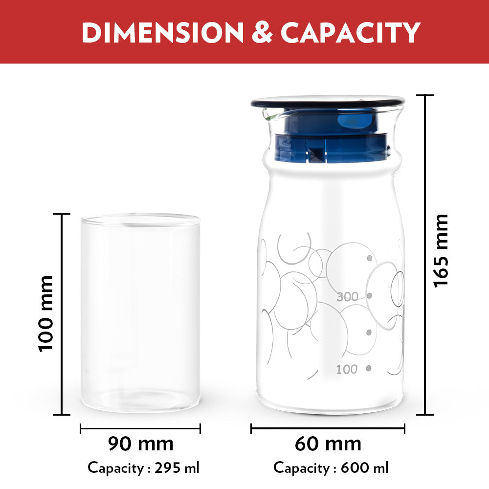 My Borosil Water & Juice Jugs 600 ml jug + 2 glasses Aqua Set with 600 ml Jug